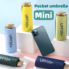 80%Off Mini Sun Umbrella Small Pocket Rain Travel Umbrella Vinyl Folding Umbrella UV Protection Sun Shade Pocket Parasol Capsule