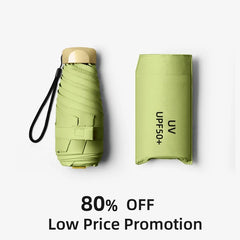 80%Off Mini Sun Umbrella Small Pocket Rain Travel Umbrella Vinyl Folding Umbrella UV Protection Sun Shade Pocket Parasol Capsule