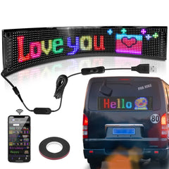 LED Scrolling Sign USB 5V Bluetooth App Control Customizable Car Display